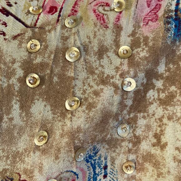 Agora Multicolor Print / Animal Print Accent Blouse MED Boho Gypsy Fairy Artsy - Picture 8 of 11
